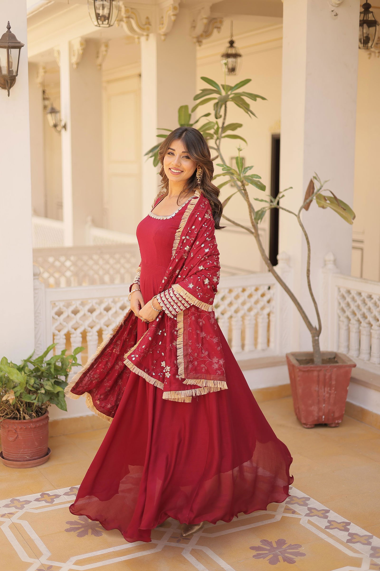 KA 1101 Faux Blooming with Embroidery Party Wear Gown Wholesale Shop In Surat
